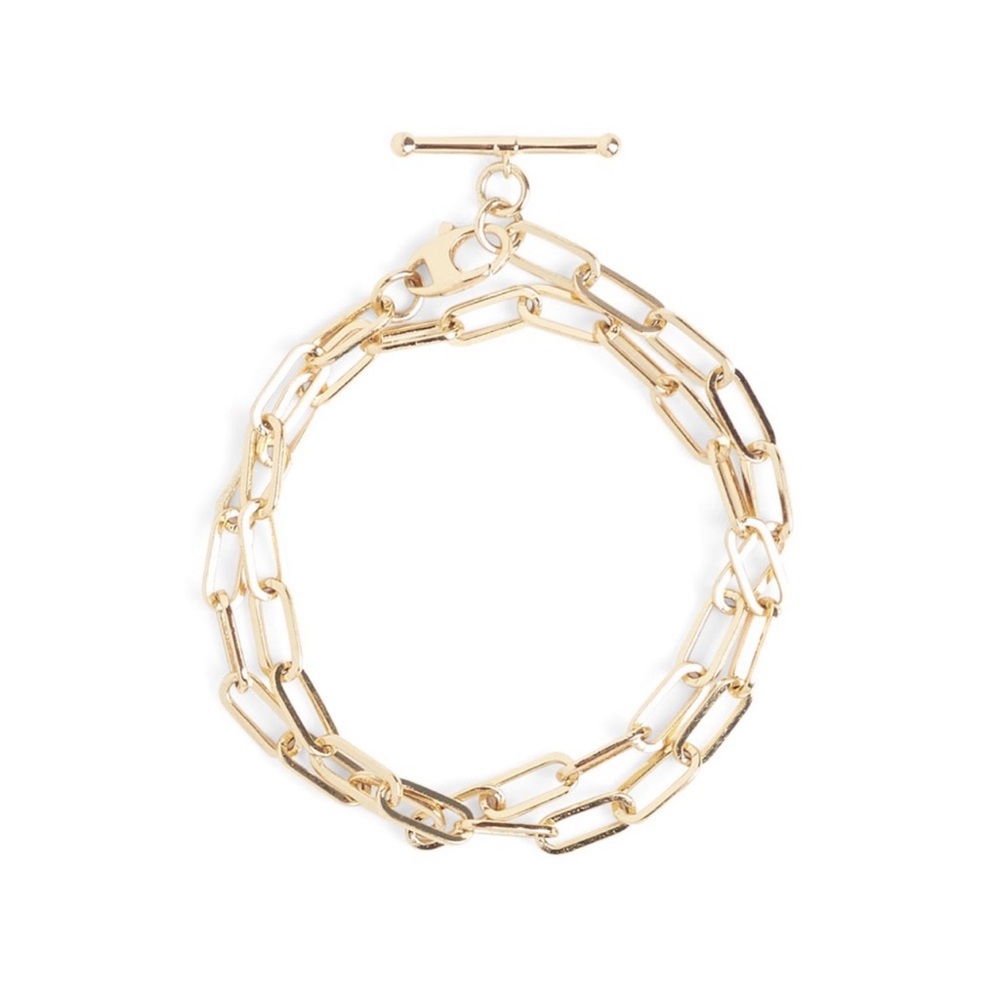 NWT - LOREN STEWART‎ Double Wrap Toggle Bracelet 15" Gold Plated